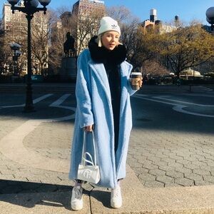 Something Navy Blue Teddy Coat